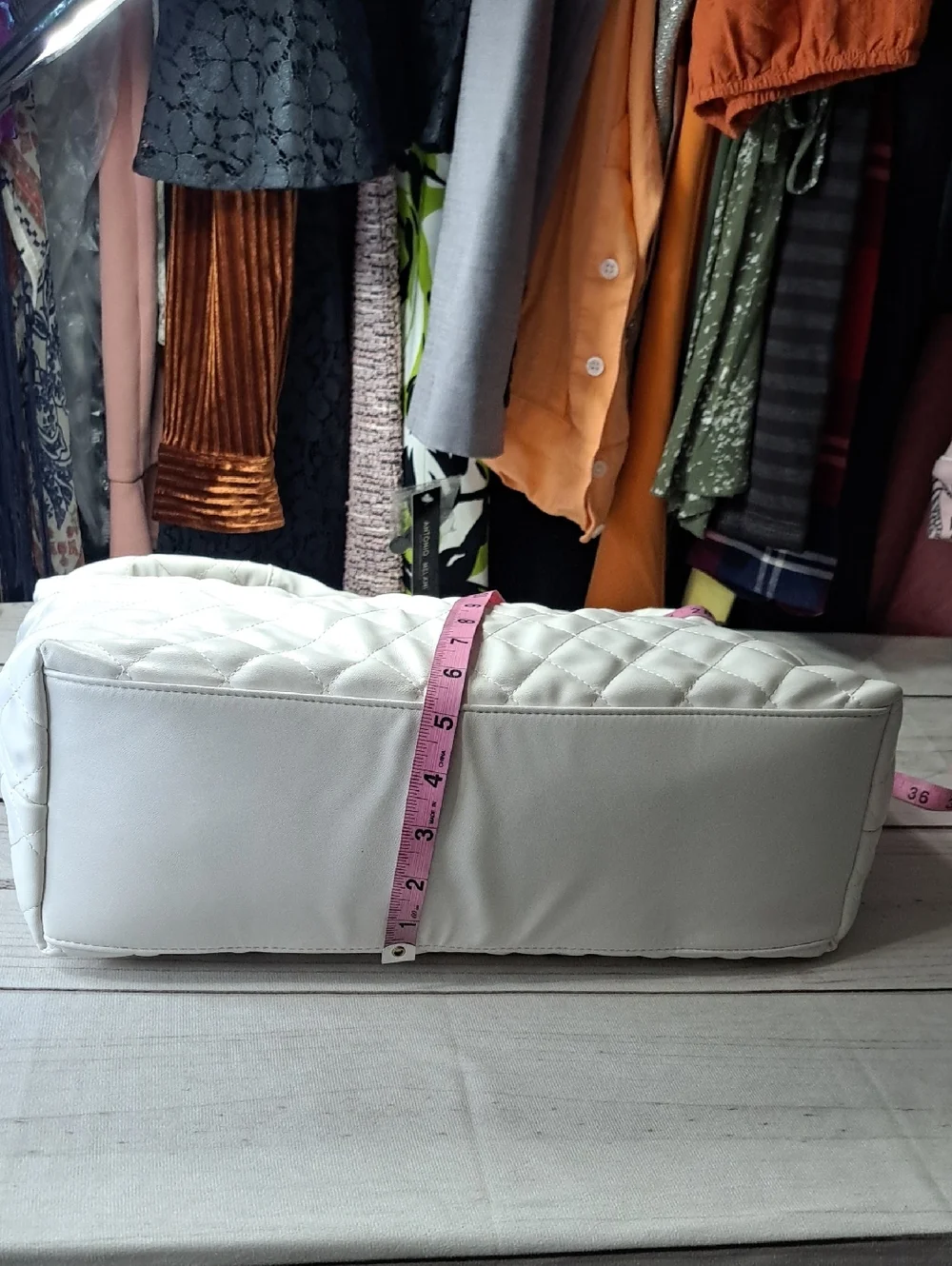 Quilted Look White Shoulder Bag - Stylish Everyday Carry